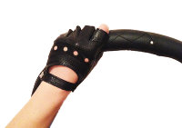 Женские автомобильные перчатки с перфорацией из нат. кожи